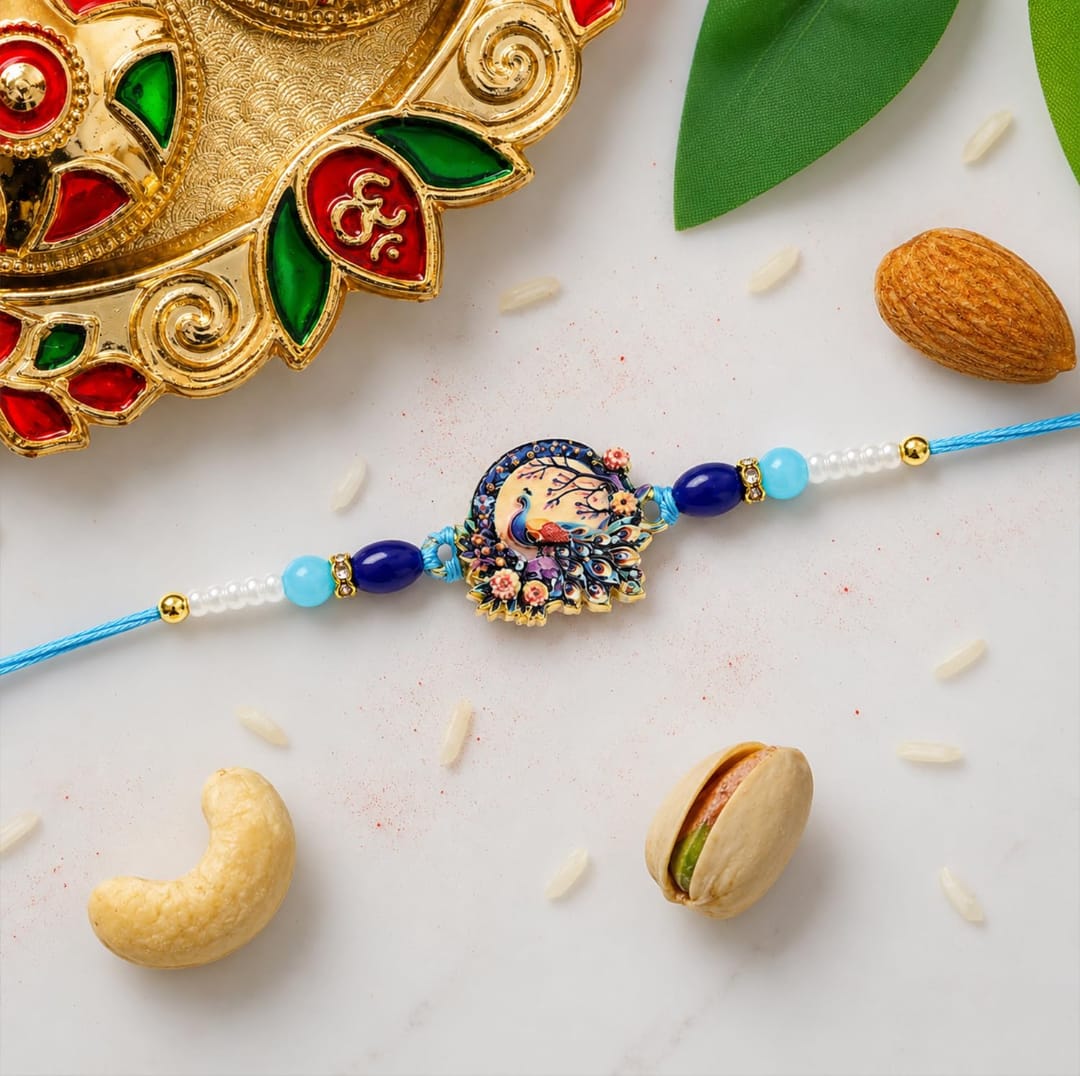 Raksha Bandhan Gift Combo Set Peacock Evil Eye Rakhi