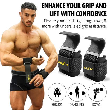 BoldFire™ Lifting Hooks – Max Grip & Support (Unisex, Black)