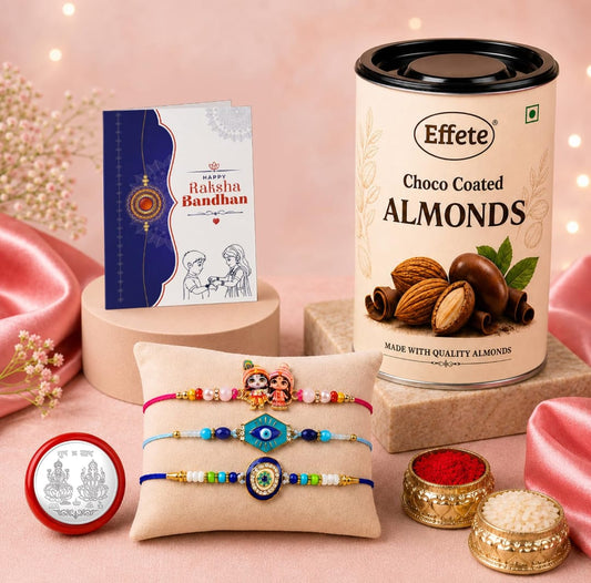 Evil Eye Rakhi Gift Set for Raksha Bandhan with Choco Almonds