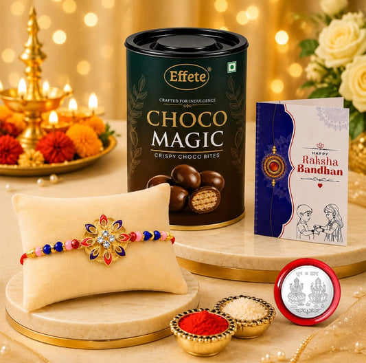 Raksha Bandhan Gift Combo – Flower Rakhi with Chocolate for Brother