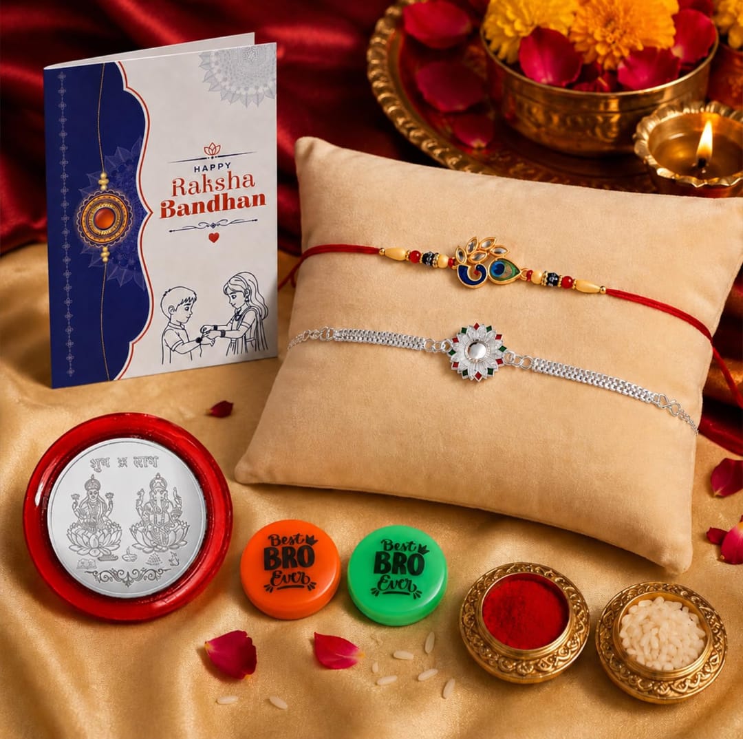 Rakhi Set for Brother - Peacock & Sunflower Raksha Bandhan Gift