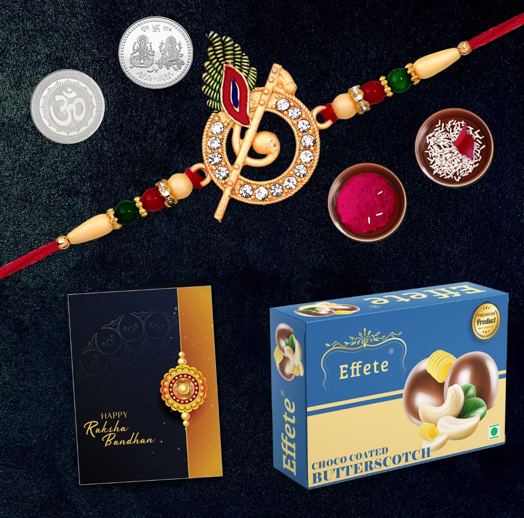 Krishna Flute Rakhi Combo – Festive Gift Hamper for Brother – Raksha Bandhan Gift