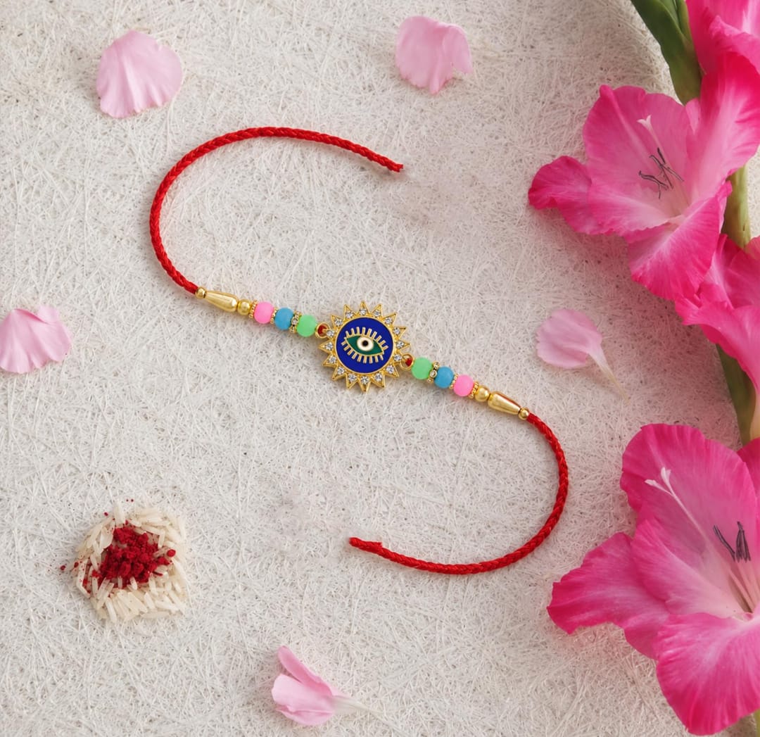 Raksha Bandhan Gift Combo Set Peacock Evil Eye Rakhi